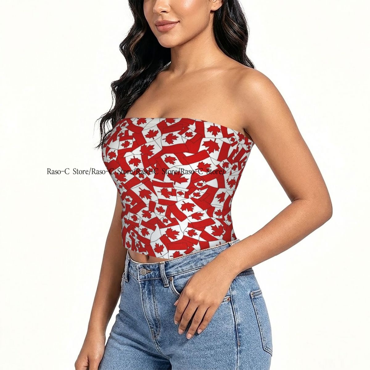 Summer Clothing Women Canada - 여성용 블록 크롭 슬림 튜브탑 캐나다